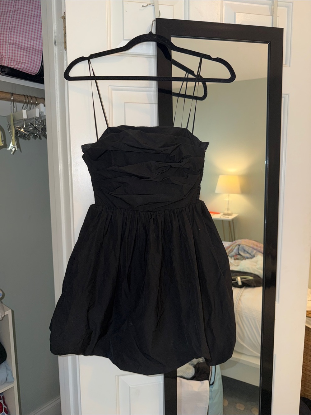 Amanda Uprichard Black Mini Dress with Spaghetti Straps